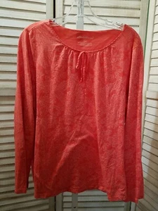 Eddie Bauer Damen Bluse Größe XL Orange Paisleymuster Langarm Schlitze - Bild 1 von 12