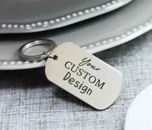 Personalised Engraved Metal Keyring Fob Text Engraving 3 Colours Arc Shape - Picture 1 of 12