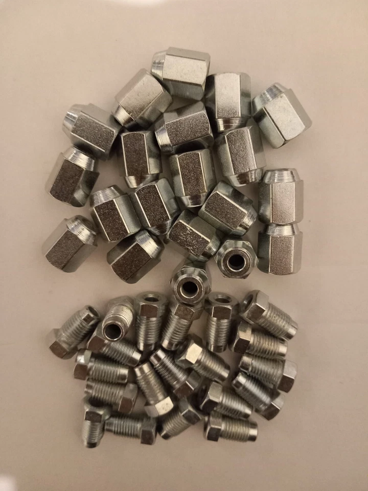 3/16" Copper Brake Pipe Fittings 3/8 unf x 24tpi 10 x Male 10 x Female Nuts  - Image 1 of 1