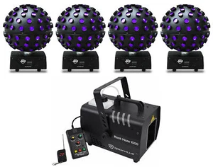 4) American DJ ADJ Starburst LED Spheres Shooting Beam Light Effect+Haze Machine - Picture 1 of 11