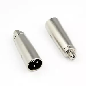 2 Stück Metall XLR 3 Pin Stecker Buchse Stecker auf Mono RCA Phono Buchse Adapter Konverter - Bild 1 von 4