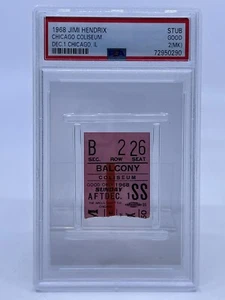 Talón de boleto Jimi Hendrix Chicago Coliseum 1968 1 de diciembre PSA 2 de colección RARO - Imagen 1 de 2