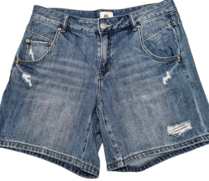 Just Jeans Womens Blue Relaxed Mid Rise Distressed Denim Shorts - Size 10 - Picture 1 of 7