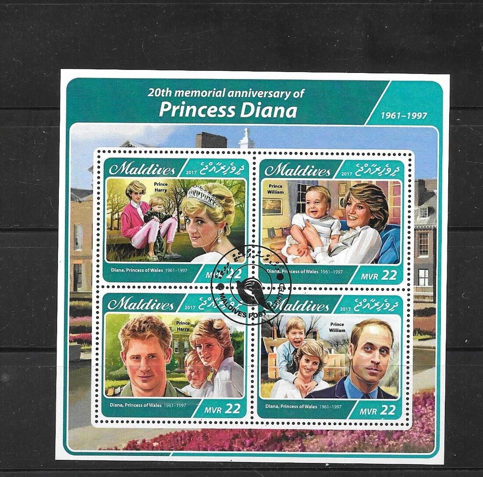 MALDIVAS 2017 PRINCESA DIANA s/s hoja de recuerdo reciente moderno CTO sello usado Foto 1 de 1