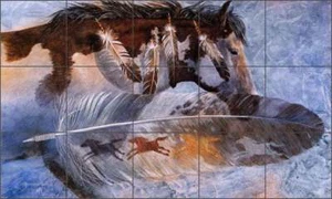 Pferd Fliese Backsplash Keramik Wandbild Morrow Native Southwest Art RW-KM001 - Bild 1 von 2