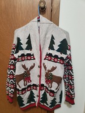 MARIA CHRISTINA 1996 CHRISTMAS COLLECTION LINEN UGLY SWEATER CONTEST WINNER MED