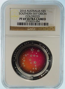 2014 Australia S$5 Southern Sky Orion Colorized NGC PF69 Ultra Cameo - Picture 1 of 2