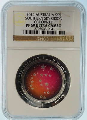 2014 Australia S$5 Southern Sky Orion Colorized NGC PF69 Ultra Cameo - Image 1 of 2