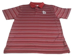 MLB St. Louis Cardinals Men's Polo Shirt Short Sleeve Medium Striped 74243 Red - Picture 1 of 16