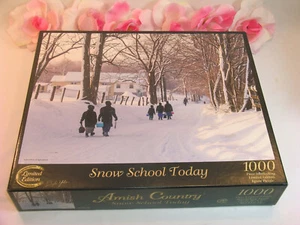 Amish Country Snow School Today Jigsaw Puzzle 1000 Pieces Ltd Edition 20" x 27" - Picture 1 of 6