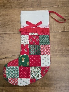 Vintage Hand Made Quilted Christmas Stocking - Picture 1 of 12