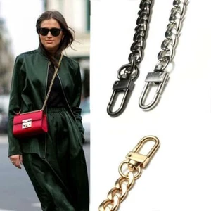 Bandolera de repuesto de cadena plana de metal bolso de hombro mango cinturones - Imagen 1 de 8
