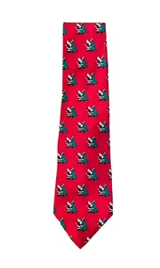 Vintage Santa Claus Christmas Tree Red Neck Tie Noel - Picture 1 of 4