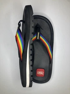 Skechers Women's Size L 9-10* Y2K Chunky Rainbow Thong Flip Flops - Picture 1 of 4