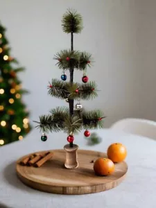 Christmas Bethany Lowe Inspired USA German Goose Feather Tree w/ Red Berries 14" - Picture 1 of 4