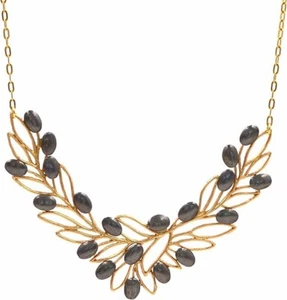 Collar MERCEDES SHAFFER Aceitunas y Hojas Chapado en Oro 24k y Gunmetal MS2108GP - Imagen 1 de 4