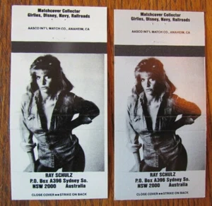 MODELO EN VIVO CHICA 2 MATCHBOOK MATCHCOVERS: RAY SCHULTZ (AUSTRALIA) -E12 - Imagen 1 de 1
