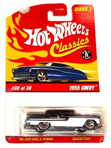 Chevy #30/30 2005 Hot Wheels Classics 1955 versión púrpura profundo y blanco - Imagen 1 de 2