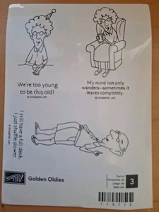 Stampin Up "Golden Oldies" Set of 3 stamps, New and Unmounted - Picture 1 of 5