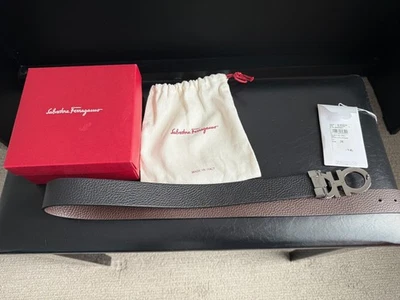 Ferragamo Cinturón Gancini Hombre Reversible y Ajustable 38 Negro/Marrón Foto 1 de 4