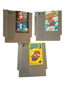 Super Mario Bros. 1, 2 & 3 Game Lot Nintendo NES Authentic Tested - Picture 1 of 2