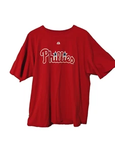 Mens 2XL Shane Victorino MLB Baseball Phillies Majestic Red T-Shirt Sports - Picture 1 of 15