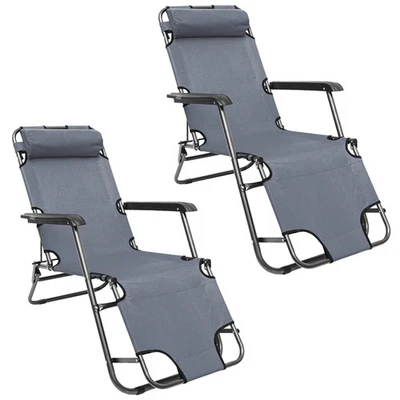 2er Set Garten Liegestuhl Klappbar - 153x60 Relaxliege Gartenstuhl Campingliege - Bild 1 von 4