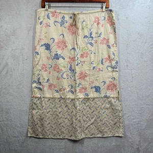 Vintage Liz Claiborne Floral Maxi Skirt Linen Blend 14P Boho Cottagecore Beaded - Picture 1 of 7