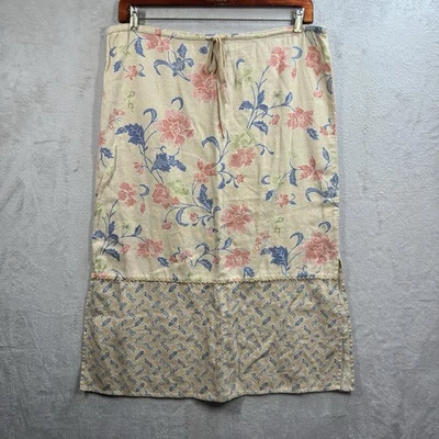 Maxi Falda Floral Vintage Liz Claiborne Mezcla de Lino 14P Boho Cottagecore Con Cuentas Foto 1 de 4