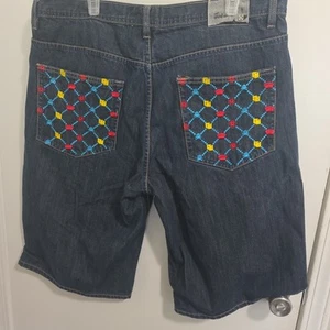 Pantalones Cortos G-Unit Para Hombre 38 Sueltos De Colección Y2K Hip Hop Patinador Azul Jean Bordados - Imagen 1 de 5