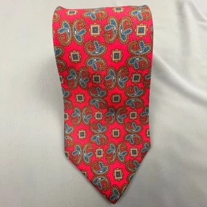 Liberty of London Tie Red Paisley Silk Made in USA 59x3.5 Vintage Necktie - Picture 1 of 3