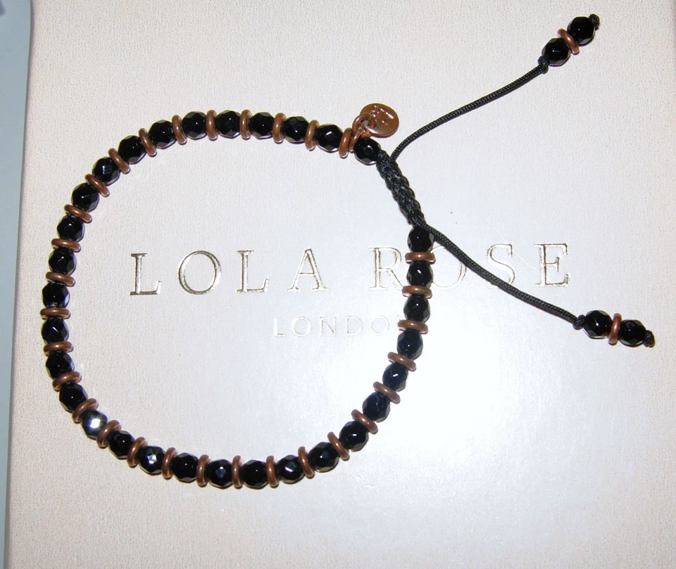 LOLA ROSE NEGRO ÁGATA + BRONCE ESPACIADORES PULSERA AJUSTABLE CAÍDA NIKKI & ME QVC Foto 1 de 1