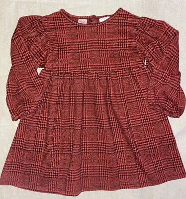 Vestido de manga comprida xadrez preto vermelho menina ZARA 4-5 anos - Imagem 1 de 4