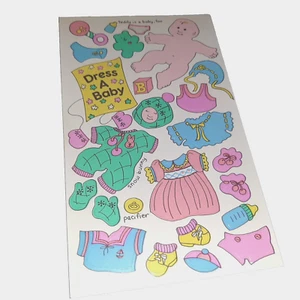 RARE 1984 Sandylion Maxi Activity Sticker Sheet DRESS A BABY Pastel Missing 1 - Bild 1 von 2