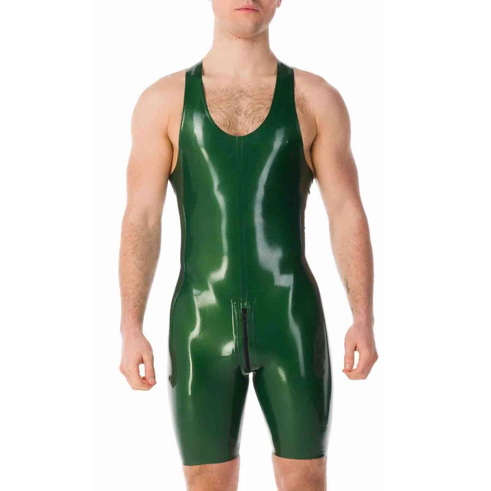 Traje de látex uscle correas de hombro con espalda de corredor fetiche BDSM Foto 1 de 4