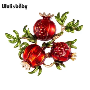 Red Enamel Pomegranate Brooches for Women Alloy Fruits Casual Weddings Brooch Pi - Picture 1 of 12