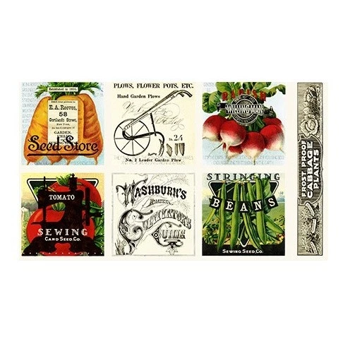 23" Fabric Panel - QT Sewing Seeds 2 - J Wecker Frisch Blocks Beige - Image 1 of 1