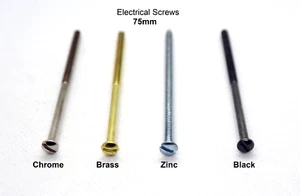 Viti Elettriche 75mm per Prese Spine Interruttori Finitura Nero Zinco Ottone Cromato - Foto 1 di 12
