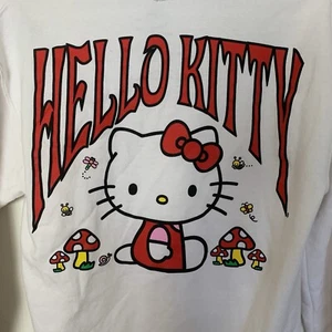 Sanrio Hello Kitty Pilz Retro Grafik weiß Hoodie Sweatshirt Damen Small - Bild 1 von 10