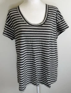 Current/Elliot The Slouchy Scoop Tee Women 2 Medium Gray Charcoal Stripe Stretch - Picture 1 of 5