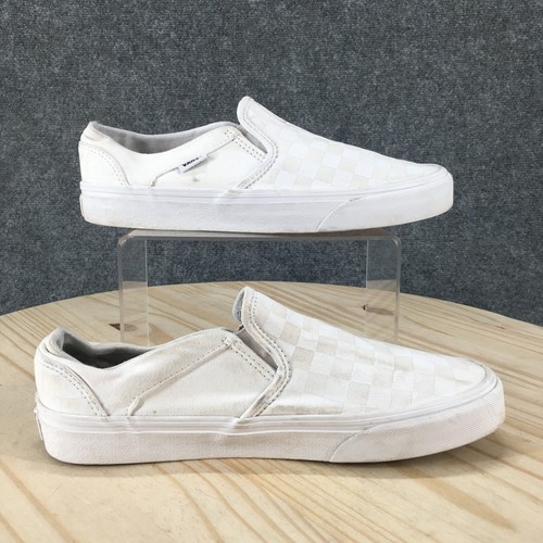 Scarpe Vans donna 9 sneakers fuori muro bianche a quadri slip on basse 500714