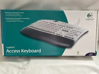 Vintage Logitech Access Keyboard Wired PS/2 Model 967228-0403 New - Image 1 of 4