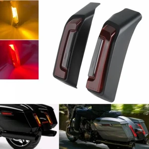 Red ABS Rear Fender LED Saddle Bag Side Light Lamps For Harley Road Glide CVO 24 - Picture 1 of 9