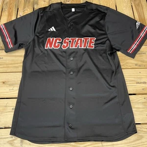 Adidas NC State Wolfpack Men's Full Button Baseball Jersey Black Size XL IN2010 - Picture 1 of 6