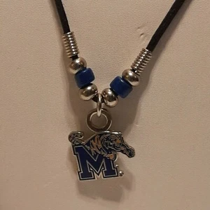 NCCA MEMPHIS TIGERS Pendant Charm / 22" Black Rope Necklacej - Picture 1 of 5