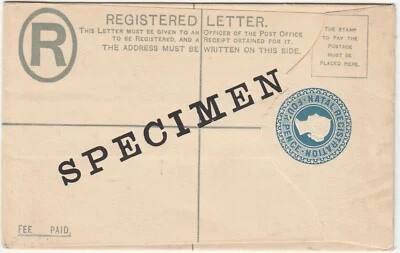 Natal: QV Four Pence Registrated Envelope - Overprinted "Specimen" Foto 1 de 4