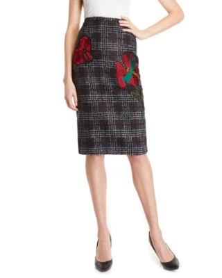 Falda lápiz a cuadros bordada floral PHILOSOPHY (talla 6) Foto 1 de 2