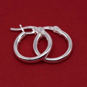 Echt 925 Sterling Silber Creolen Stil Creolen 14 mm - Bild 1 von 3