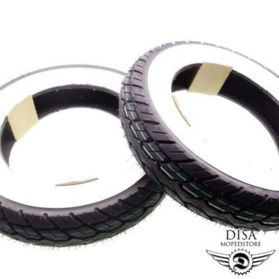 2x 90/90-10 Zoll Weißwandreifen SET Kenda K418 für Piaggio Roller Sfera NSL 50 - Bild 1 von 4