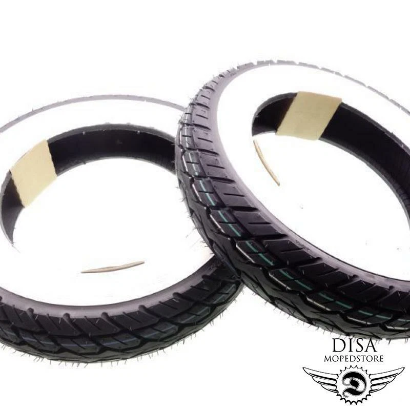 2x 90/90-10 Zoll Weißwandreifen SET Kenda K418 für Piaggio Roller Sfera NSL 50 - Bild 1 von 4